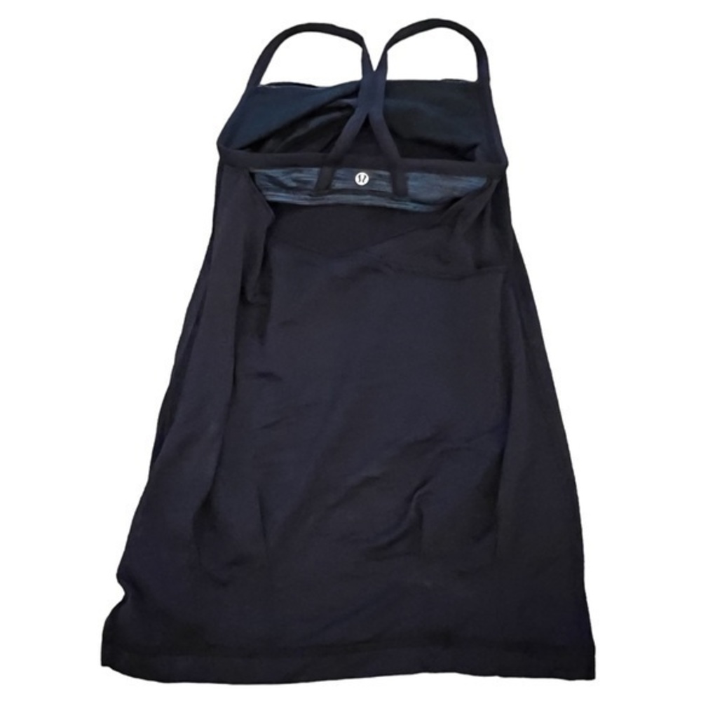 Lululemon C.Y.B Navy Blue Tank Open Back Tank Workout Top w/ Built in Bra